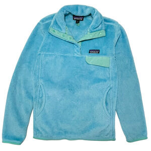 Patagonia Re-Tool Half Snap Fleece Pullover Blue Green Trim Women’s S